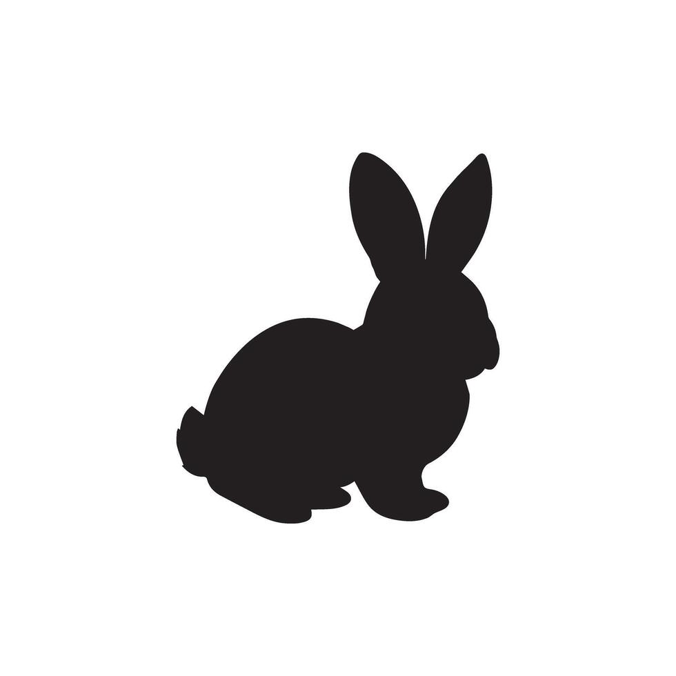 Rabbit silhouette. Easter Bunny. Isolated on white background. A simple black icon of hare. Cute animal. Ideal for logo, emblem, pictogram, print, design element for greeting card, invitation vector