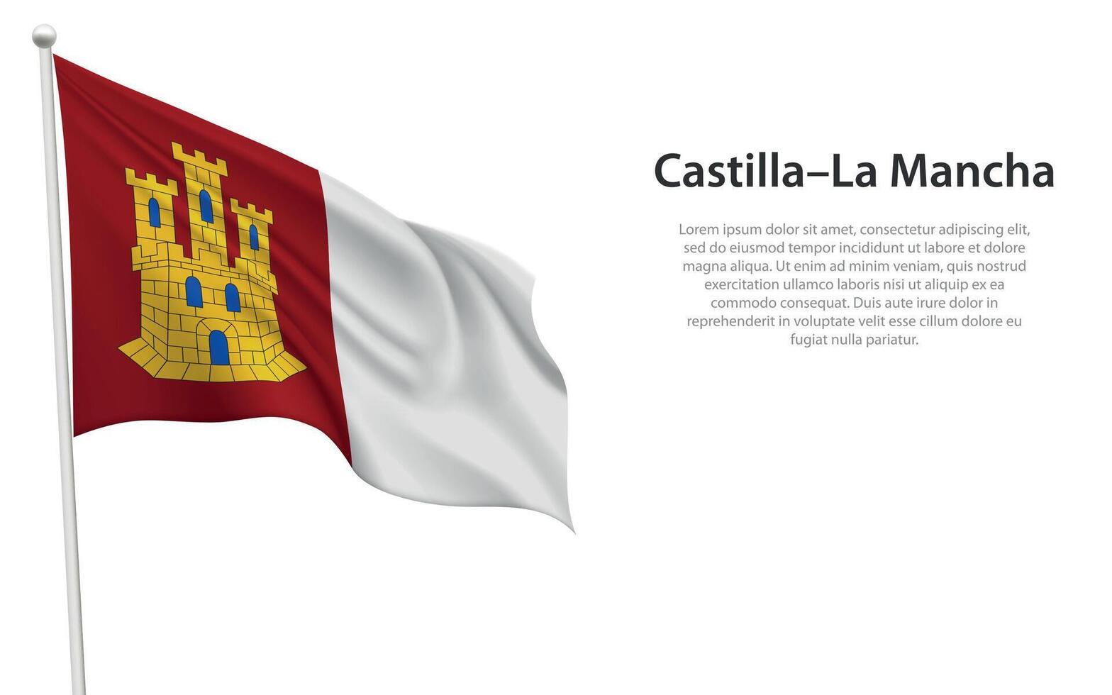 Isolated waving flag Castilla- La Mancha vector