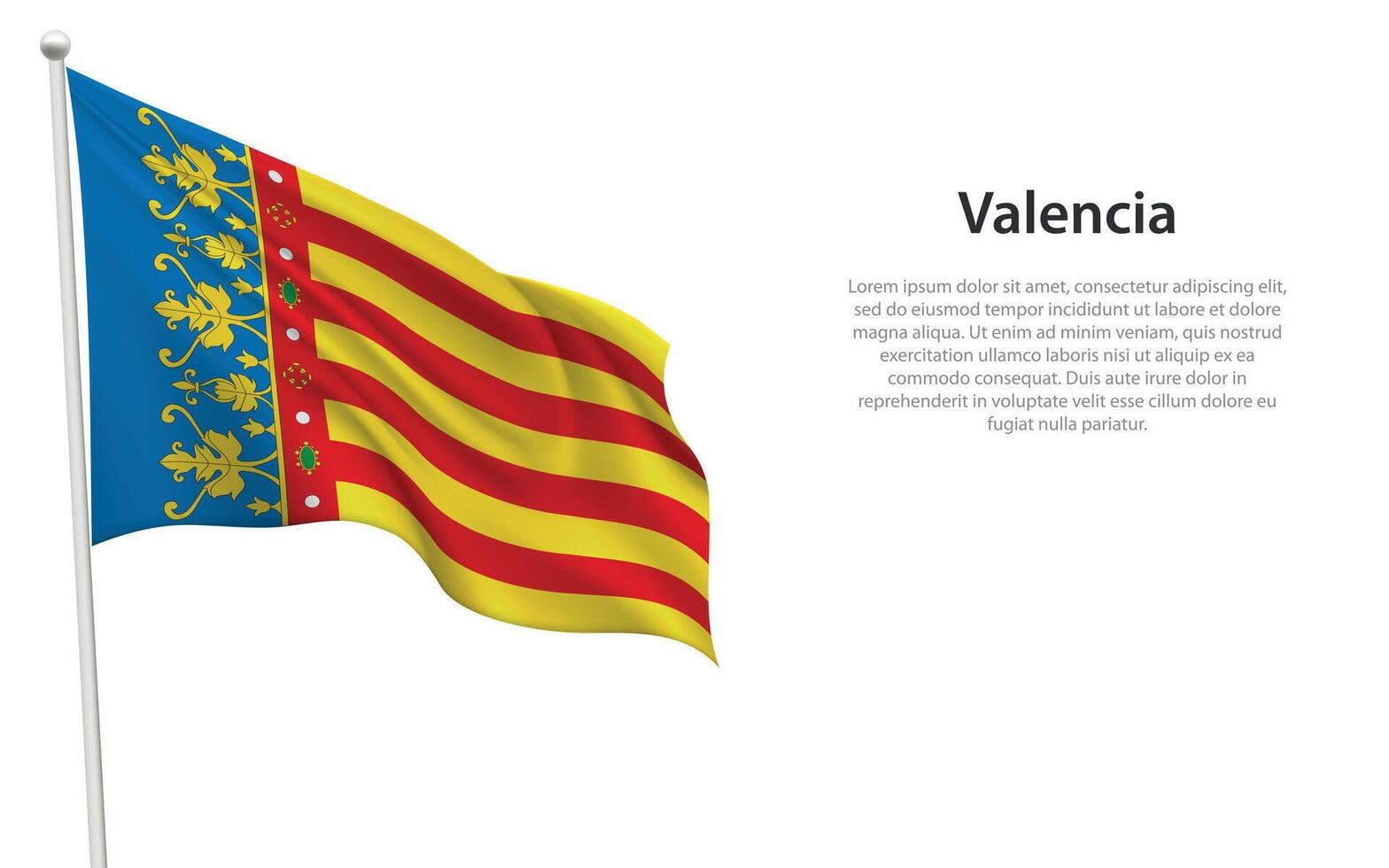 Isolated waving flag Valencia vector