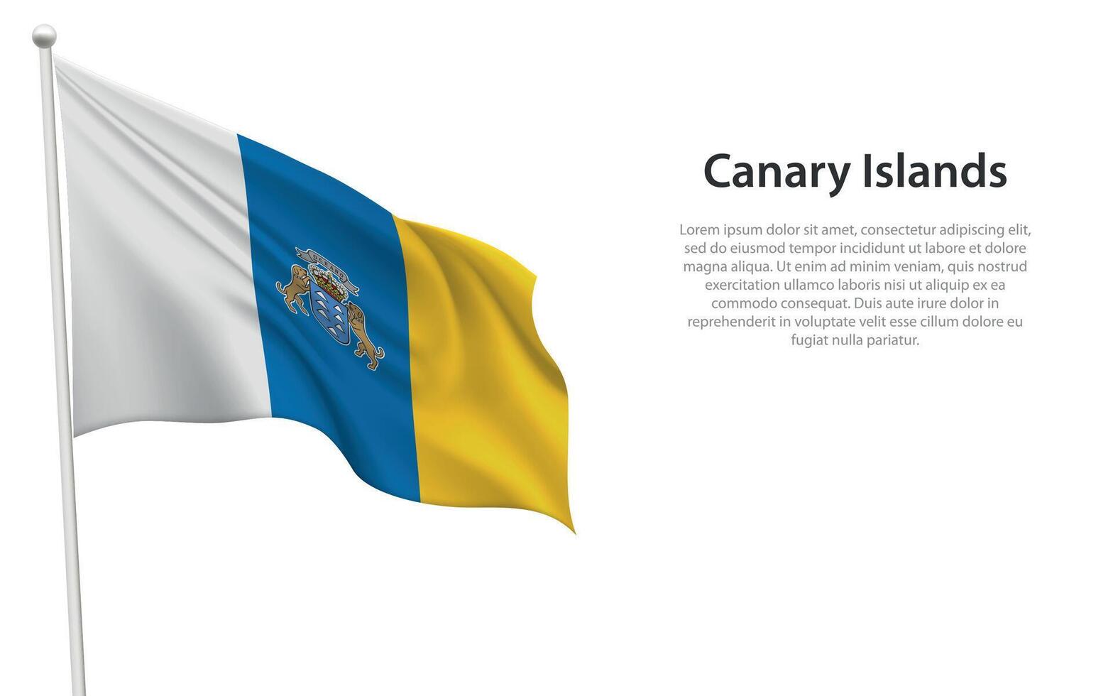 Isolated waving flag Canary Island vector