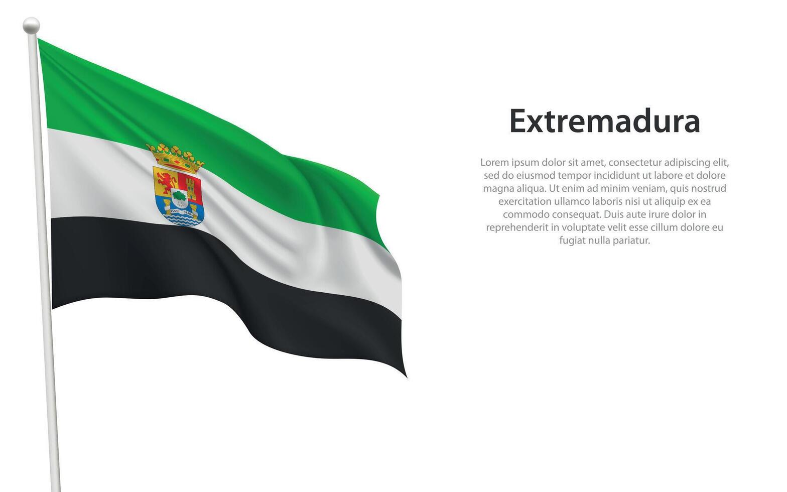 Isolated waving flag Extremadura vector