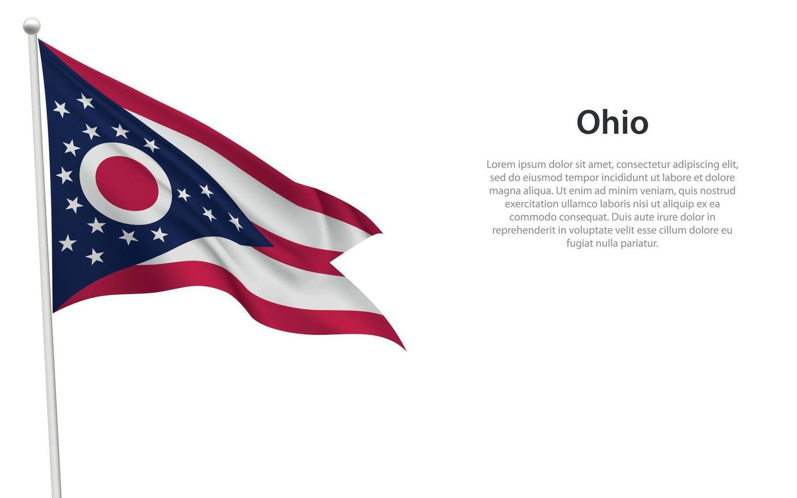 Isolated waving flag Ohio vector
