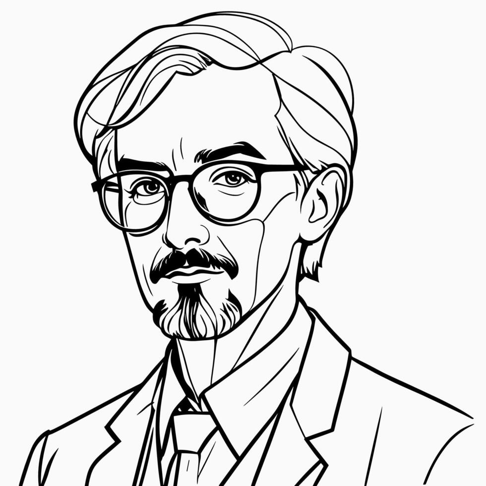 Serious Man in Glasses vector