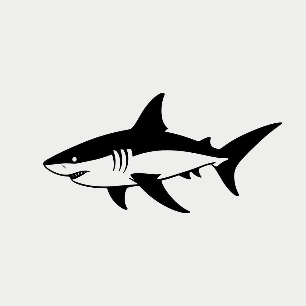 Line Art of a Shark vector