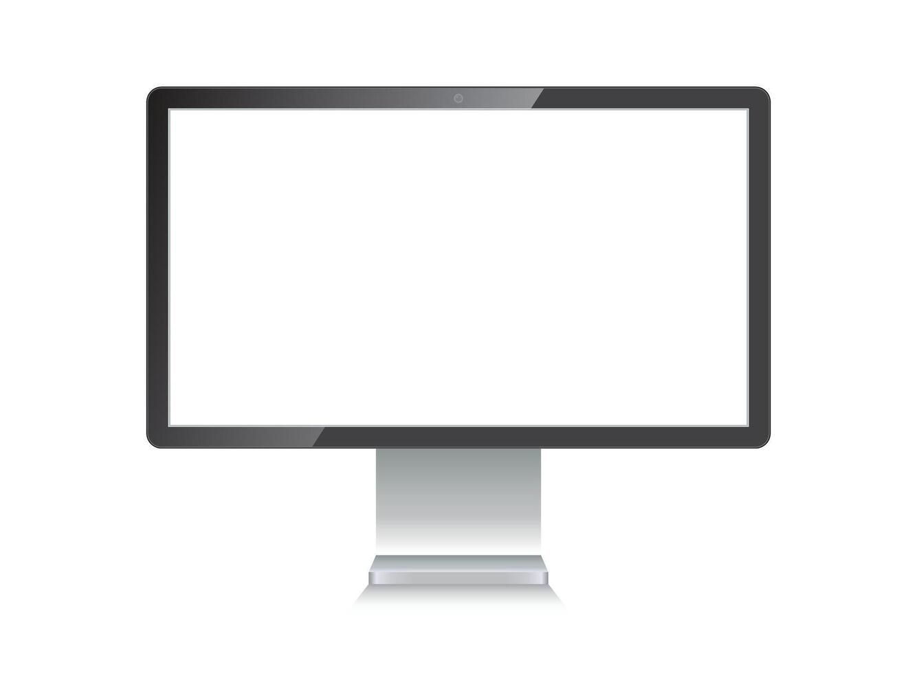 Thin frame monitor mock up icon in flat style. Computer display illustration on isolated background. Electronic gadget sign business concept. vector