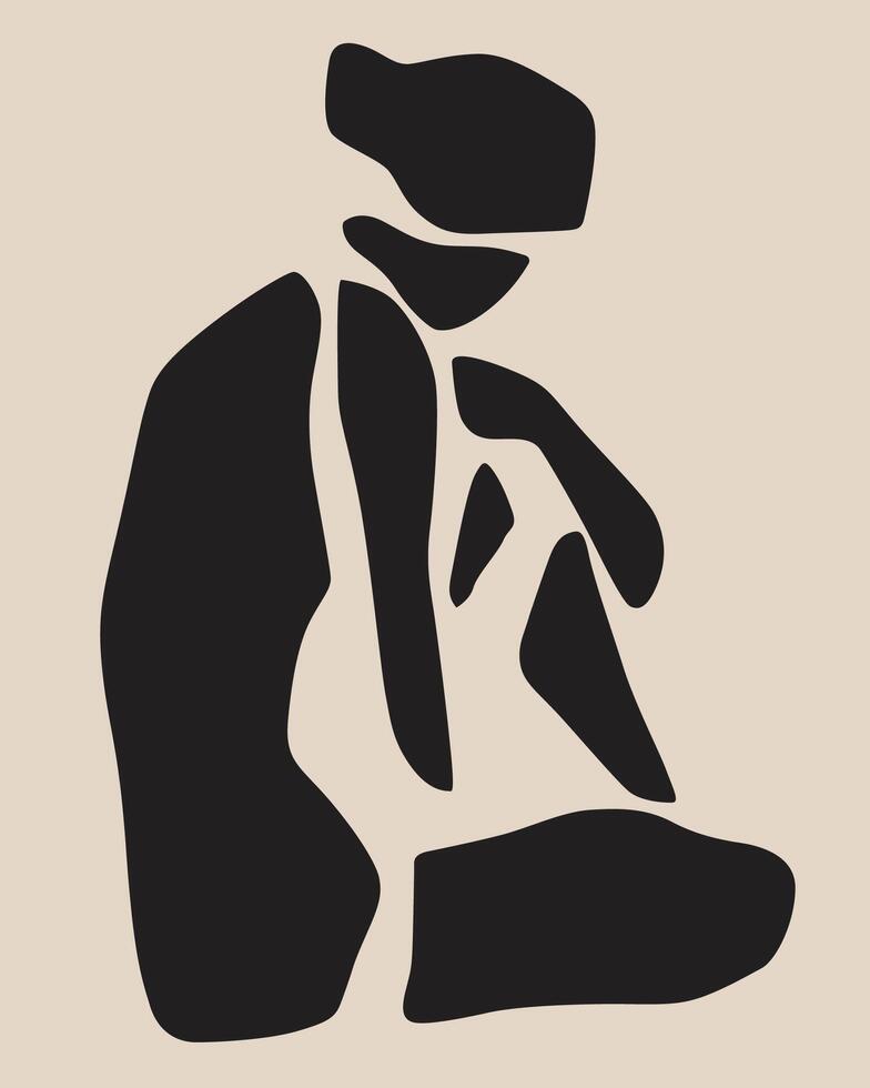 contemporary minimalist silhouette of a seated human vector