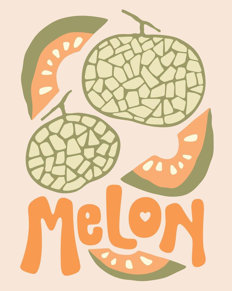 sweet fresh melon fruit poster vector
