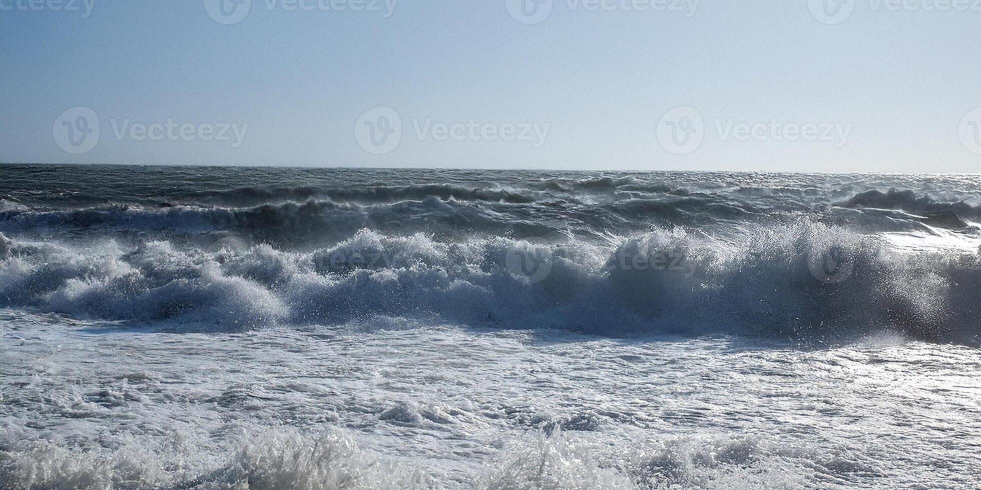 stormy sea, surf, beautiful sky photo