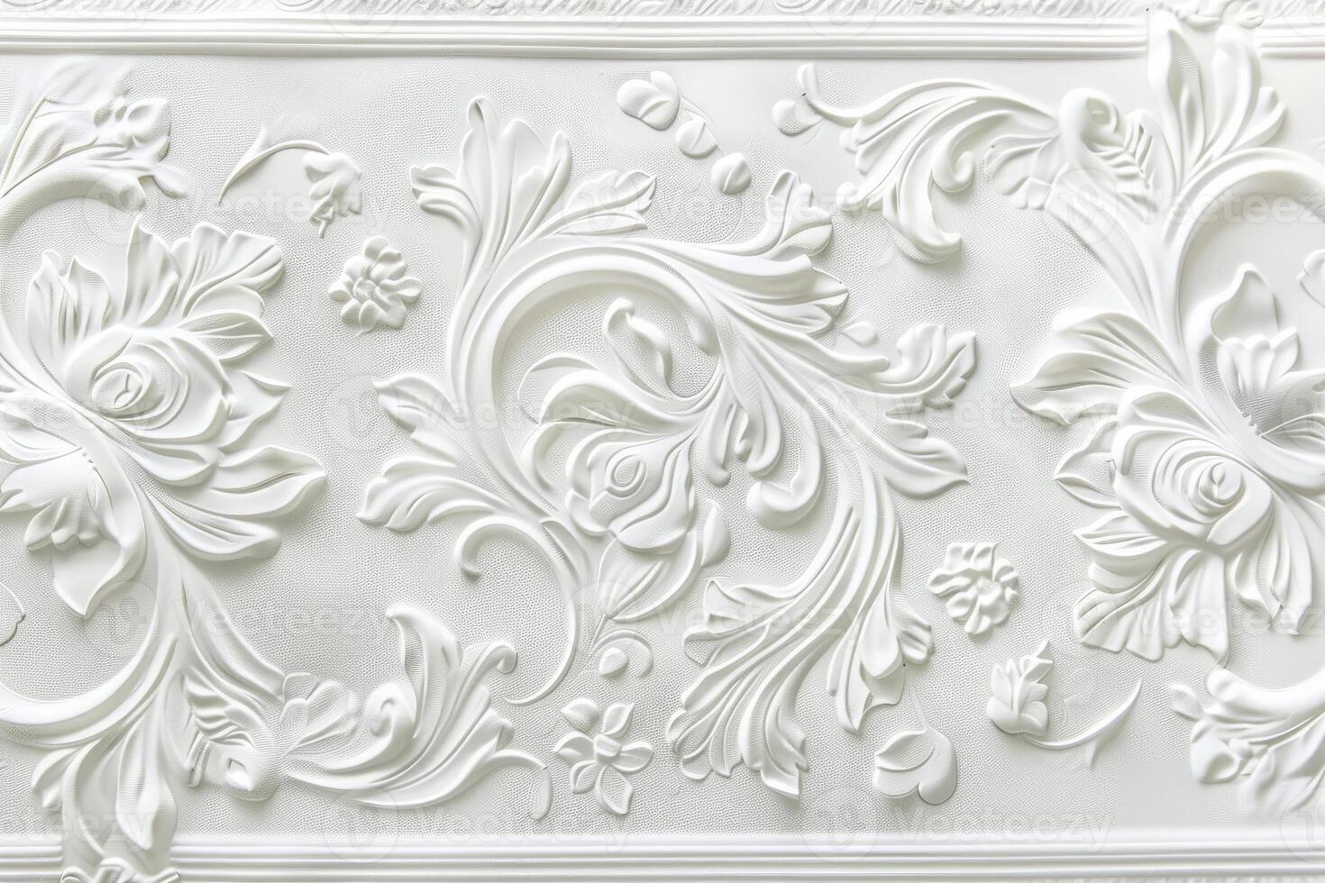 White background with beautiful white embossed pattern. photo