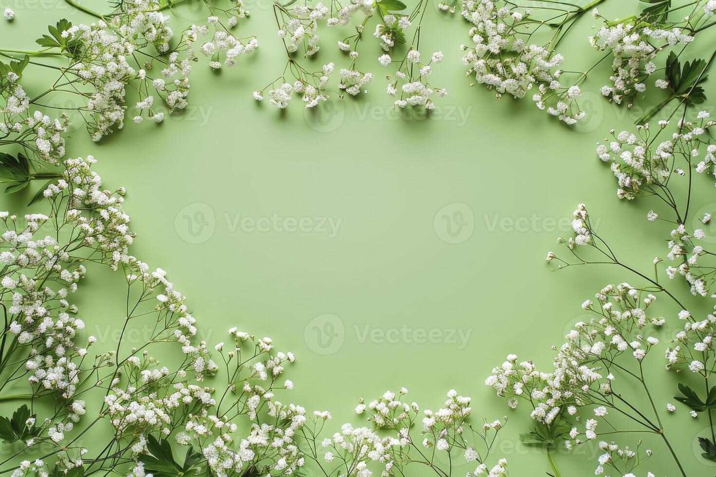 Lily of the valley flowers on green background photo
