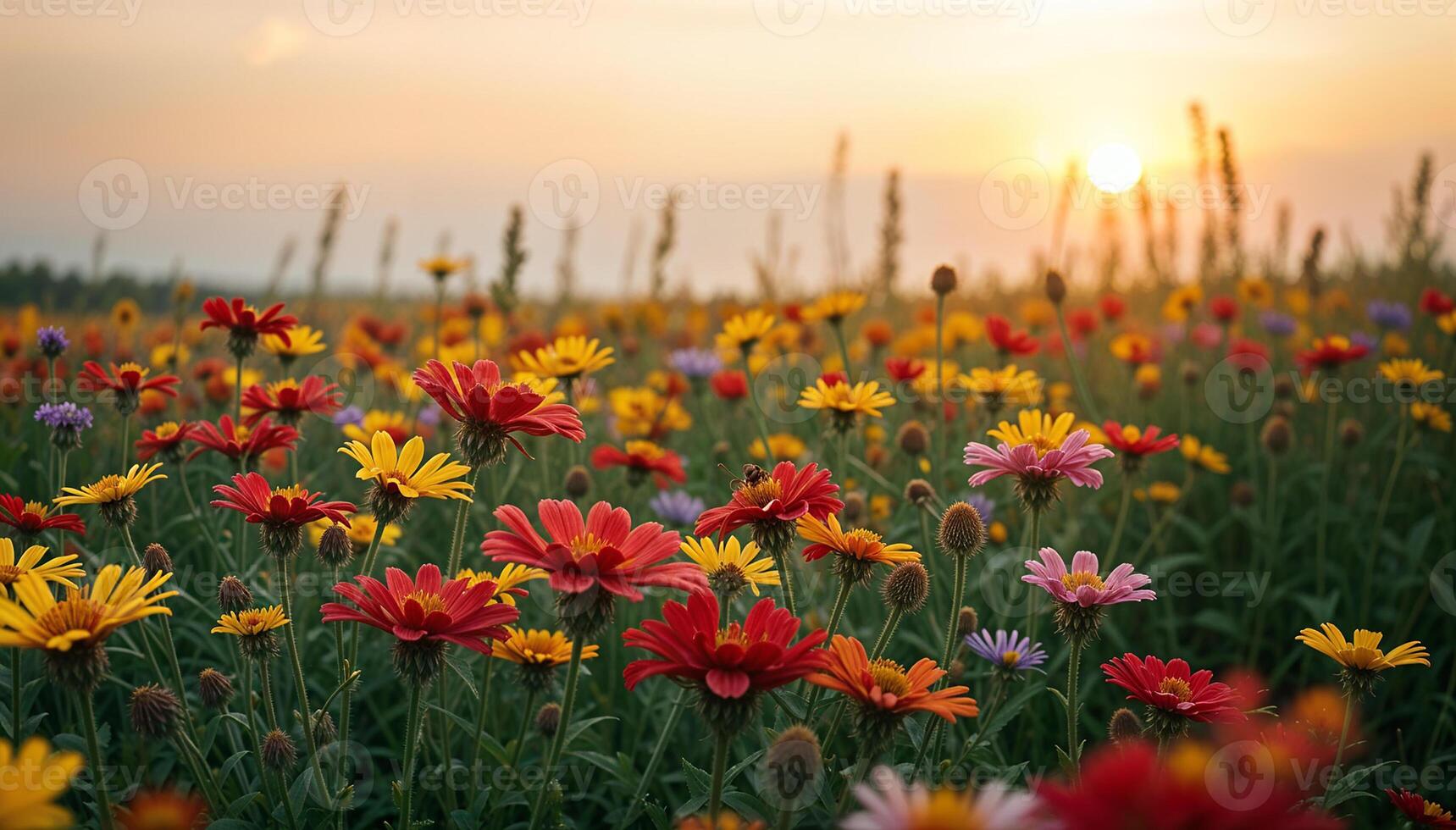A Serene Scene with Buzzing Bees and Gentle Breezes photo