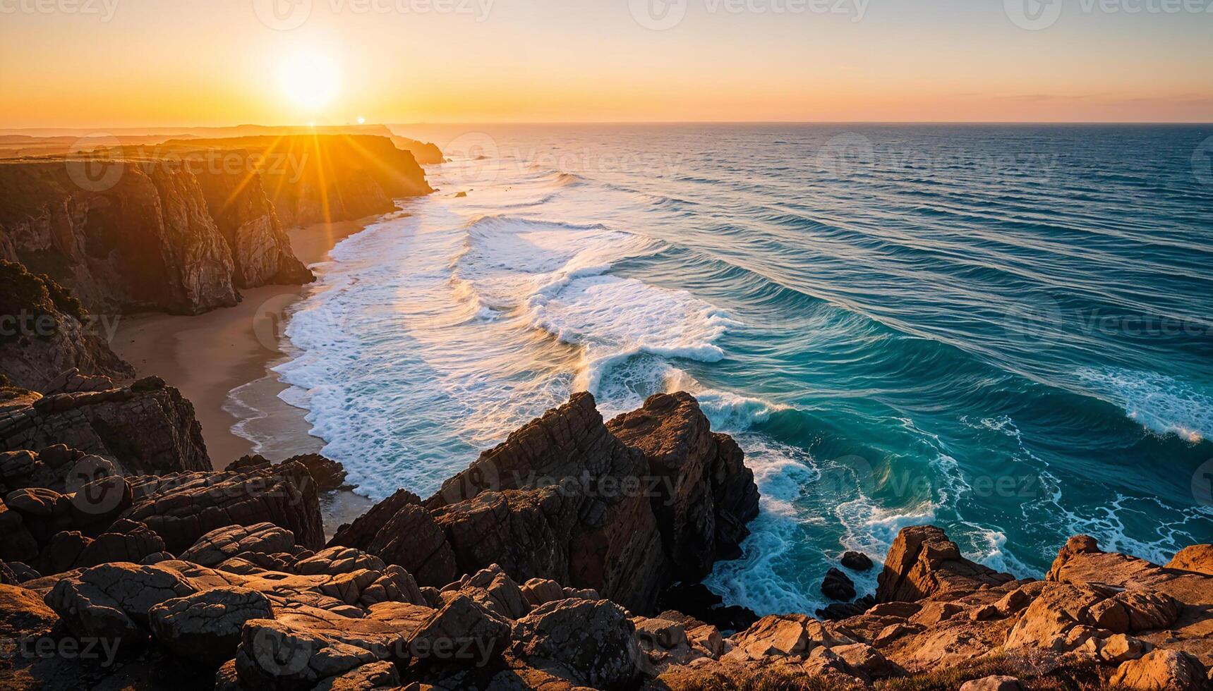 A Sunset Scene with Golden Hues photo