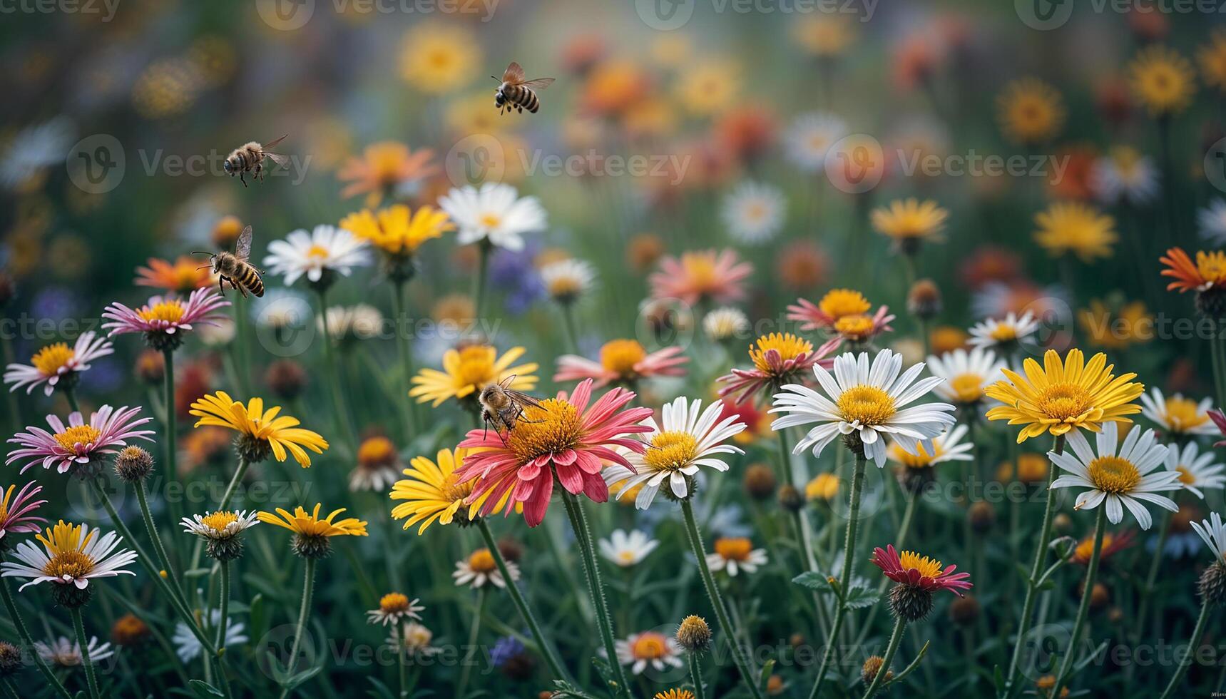 A Serene Scene with Buzzing Bees and Gentle Breezes photo