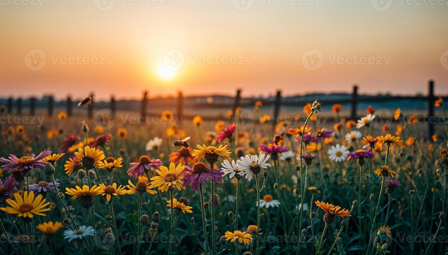 A Serene Scene with Buzzing Bees and Gentle Breezes photo