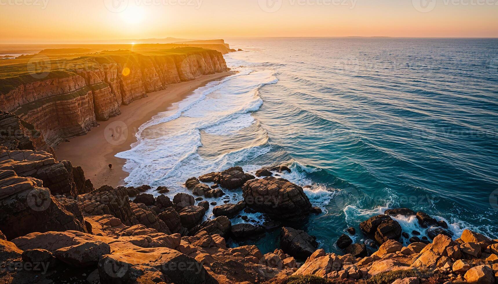 A Sunset Scene with Golden Hues photo