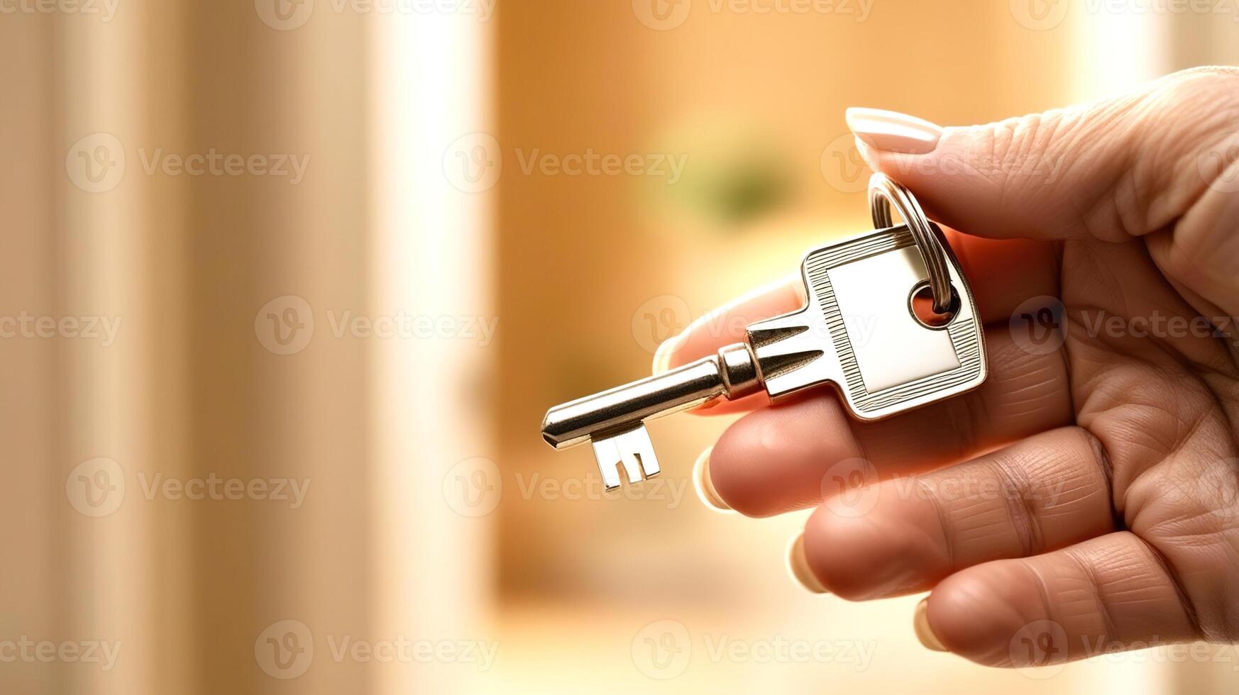 Golden key in hand photo