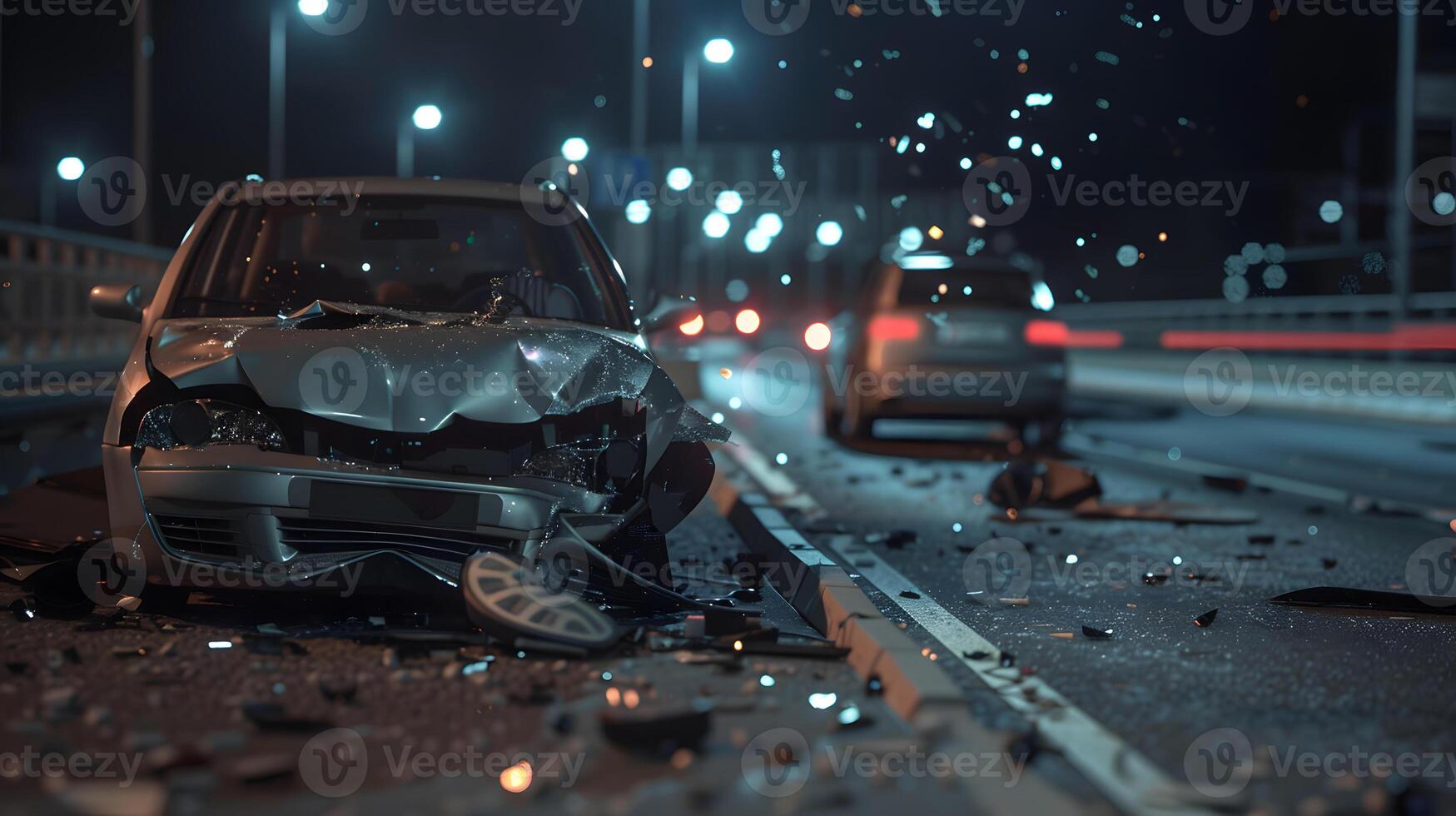 Car accident at night photo