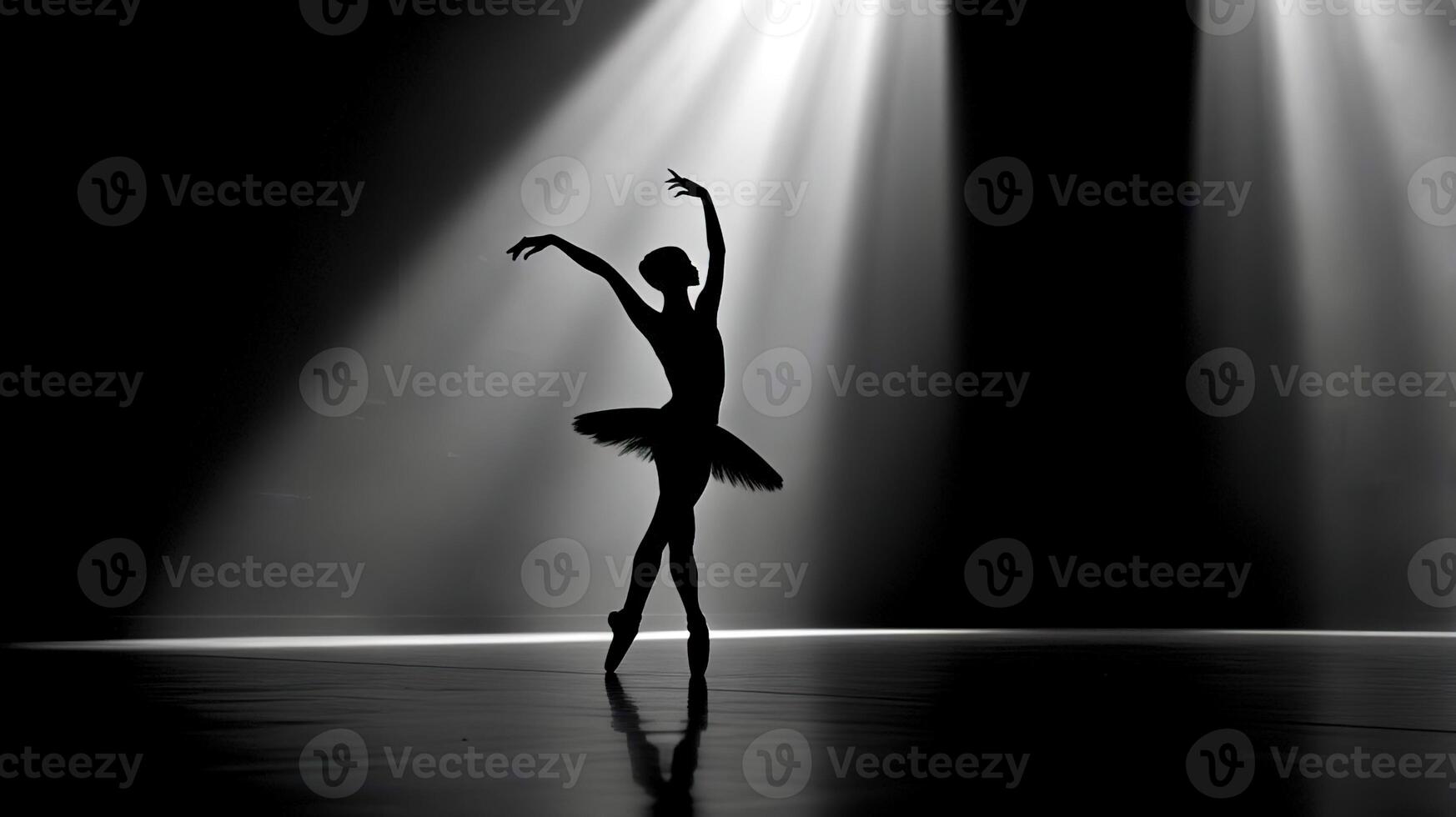 Silhouette of a ballerina in the spotlight photo