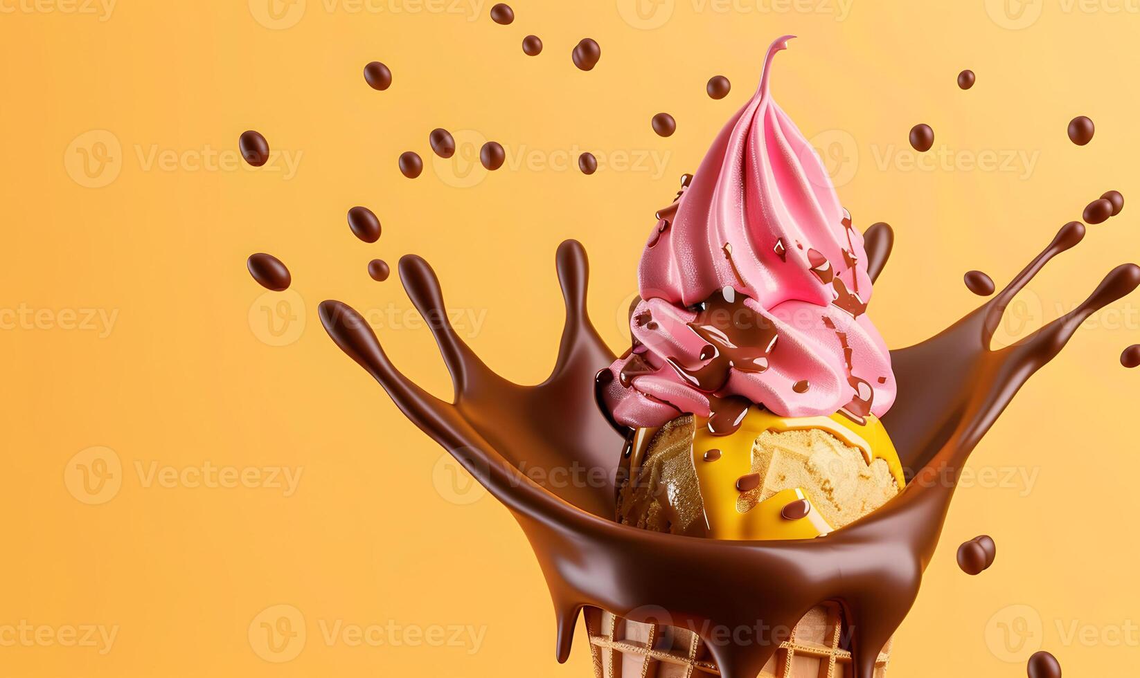 icecream with a splash of chocolate photo
