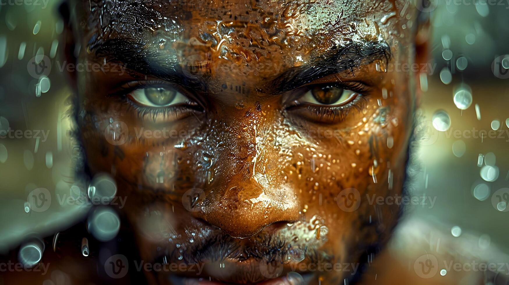 A man with wet face and eyes looking at the camera photo