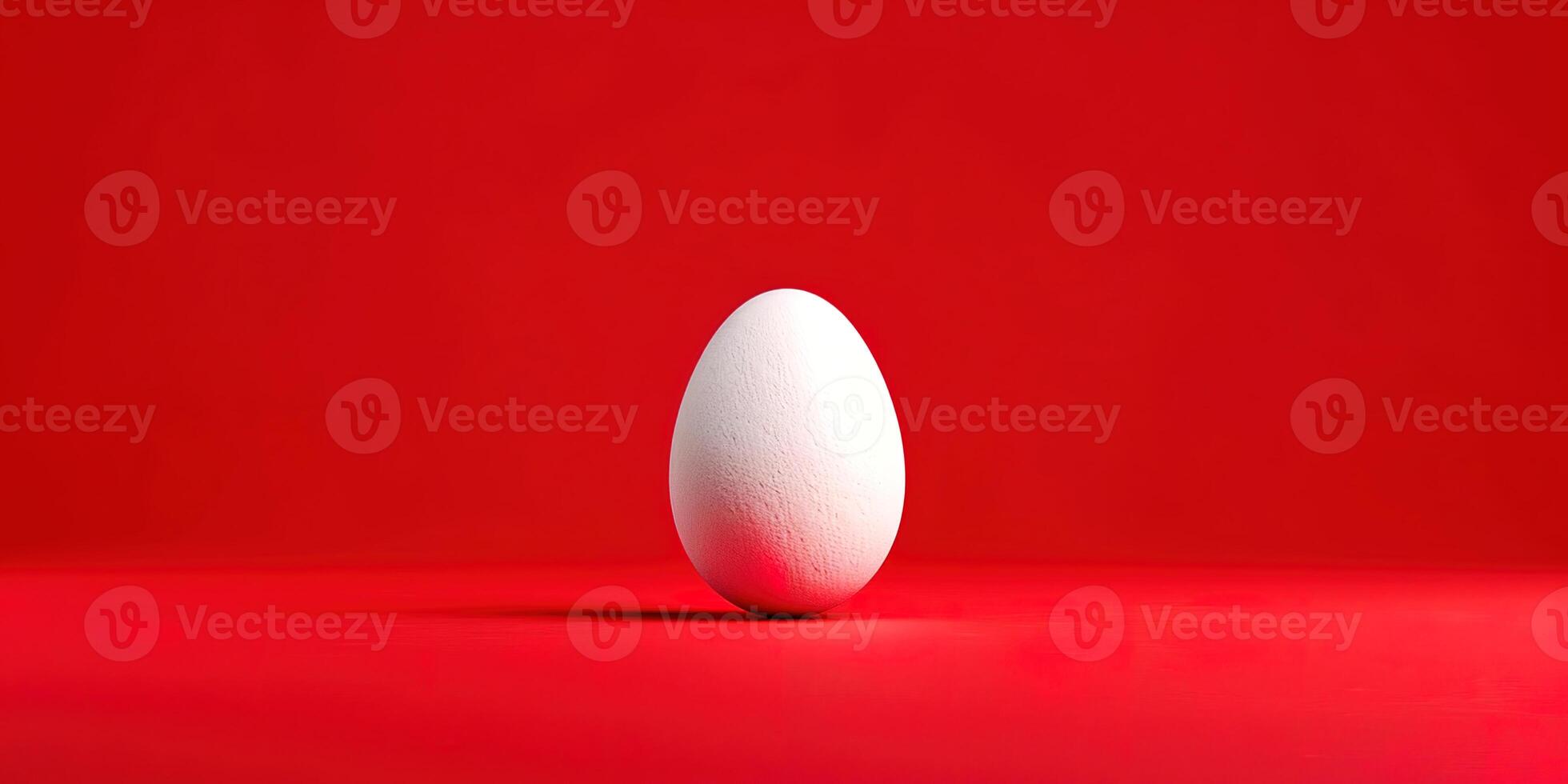 A white egg on a red background photo