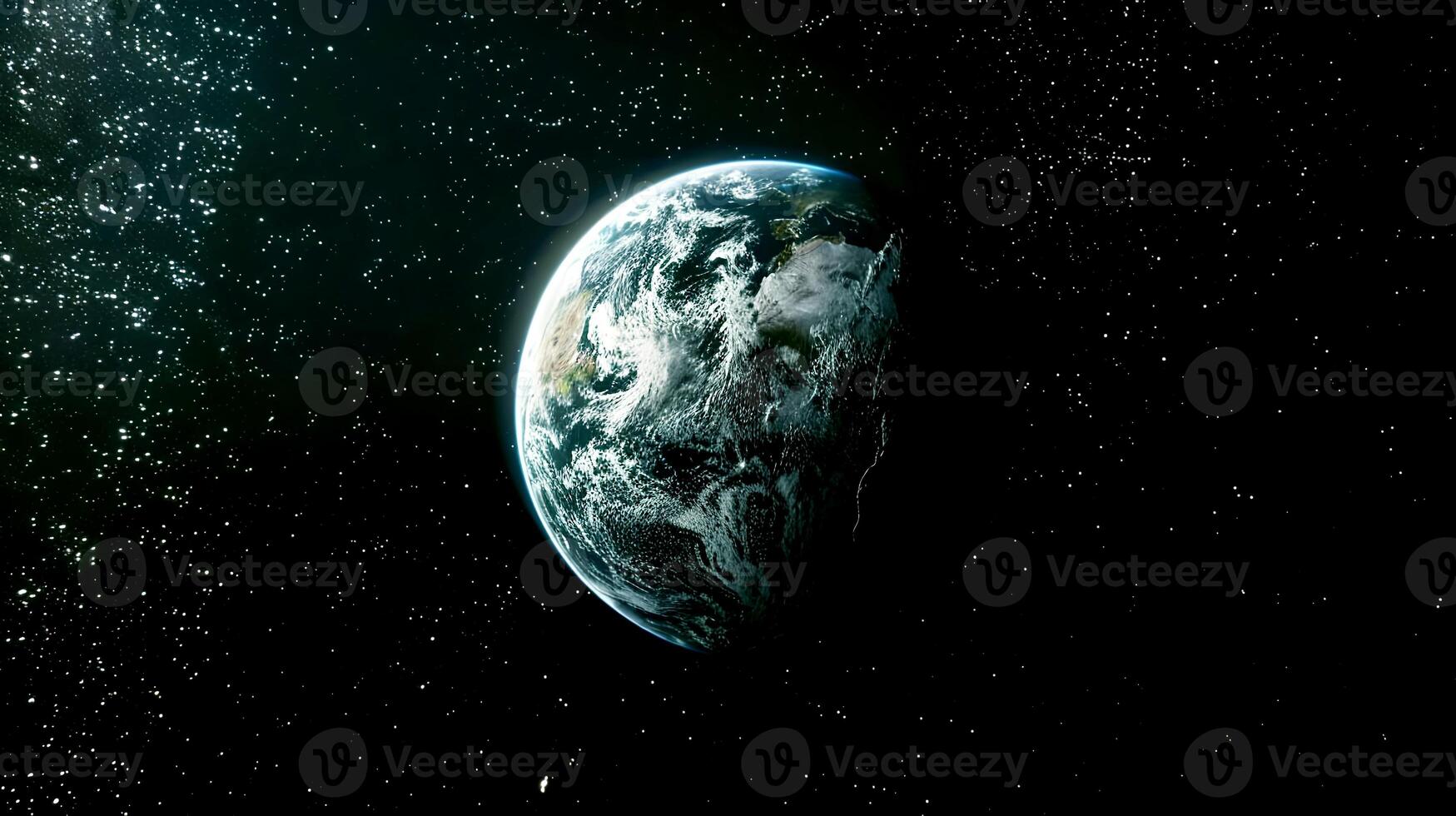 Earth in space with stars and space background photo