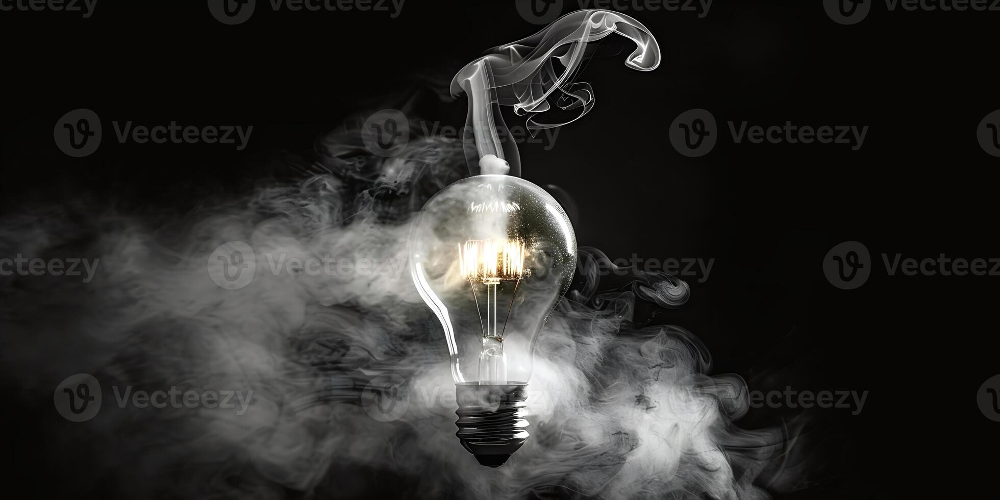 An old light bulb with smoke coming out of it photo