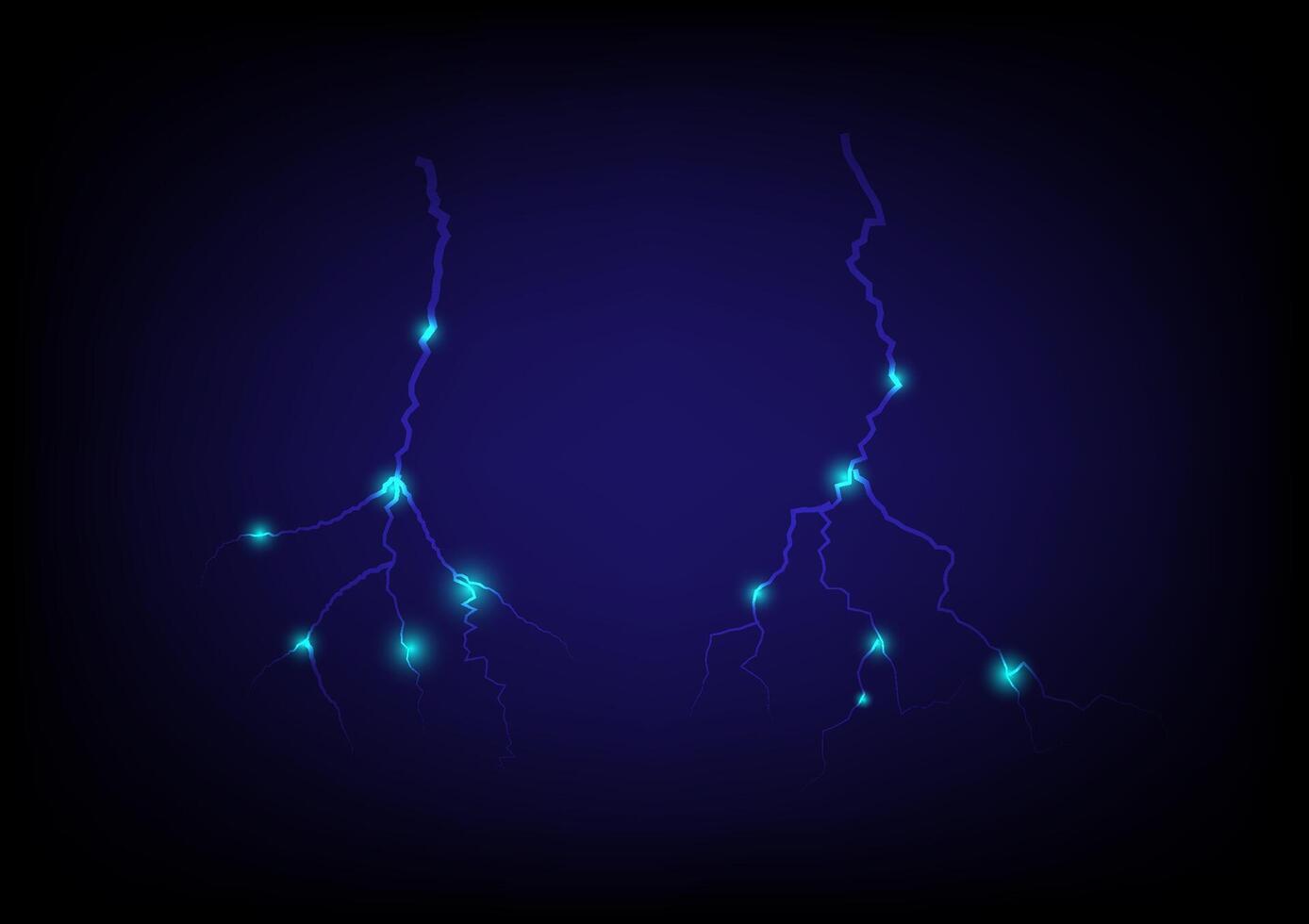 Thunderstorm on a dark blue background. Lightning effect and electric power charge vector