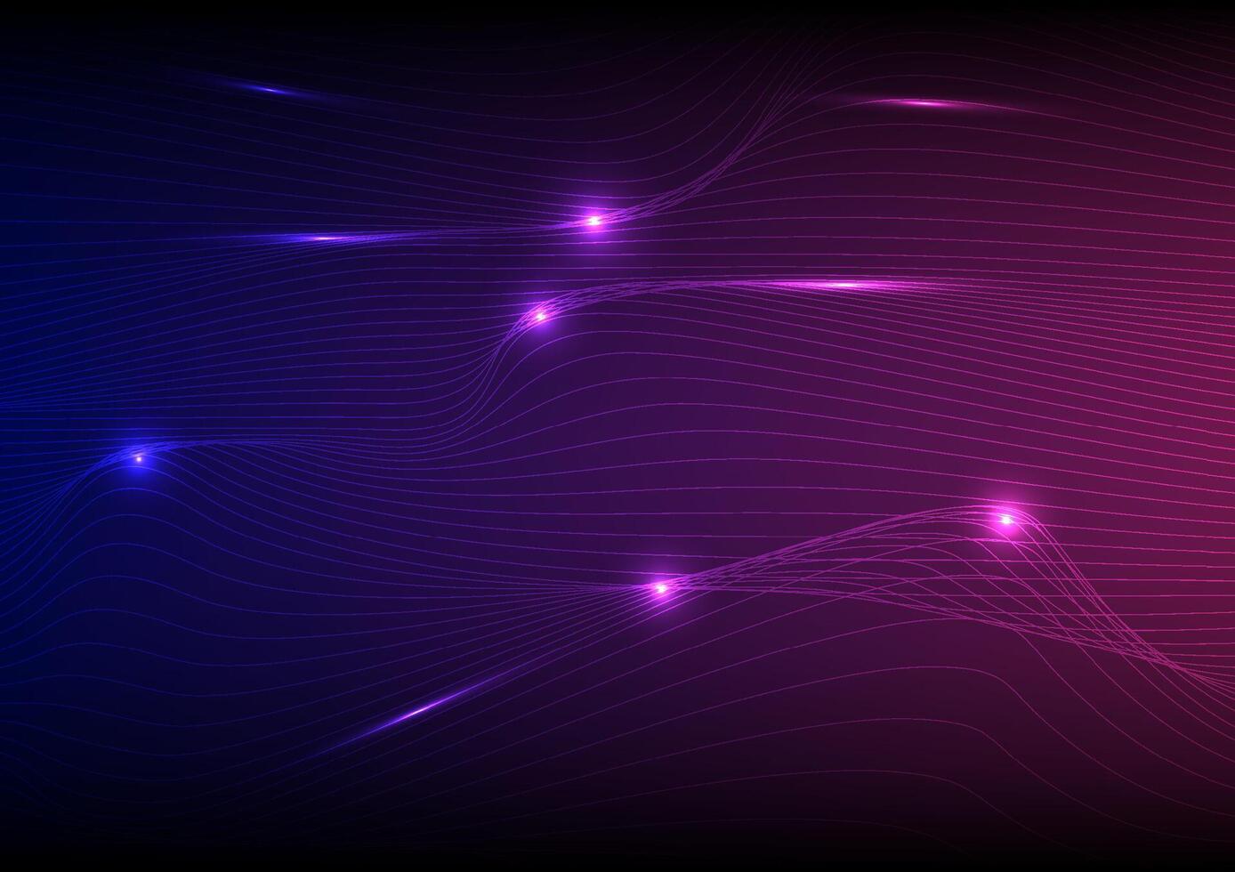 Abstract waving line technology on blue and purple Background. For backdrop, book cover or banner. vector