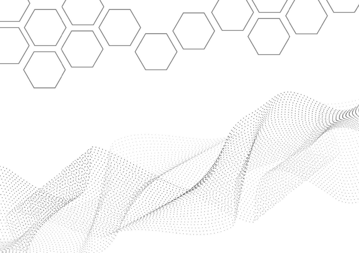 Abstract black waving and curve line technology and hexagonal geometric on white Background. For backdrop, book cover or banner. Science, sound and hi-tech. vector