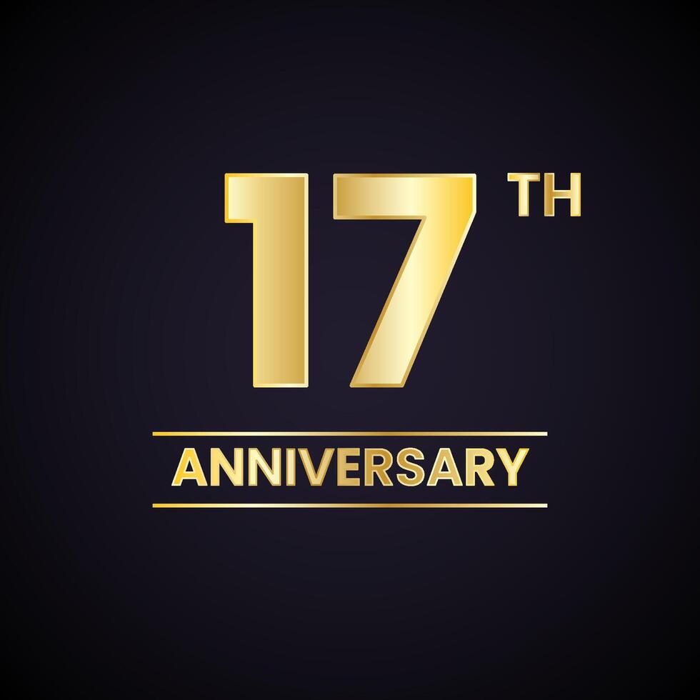 The 17th anniversary logo with gold lettering vector