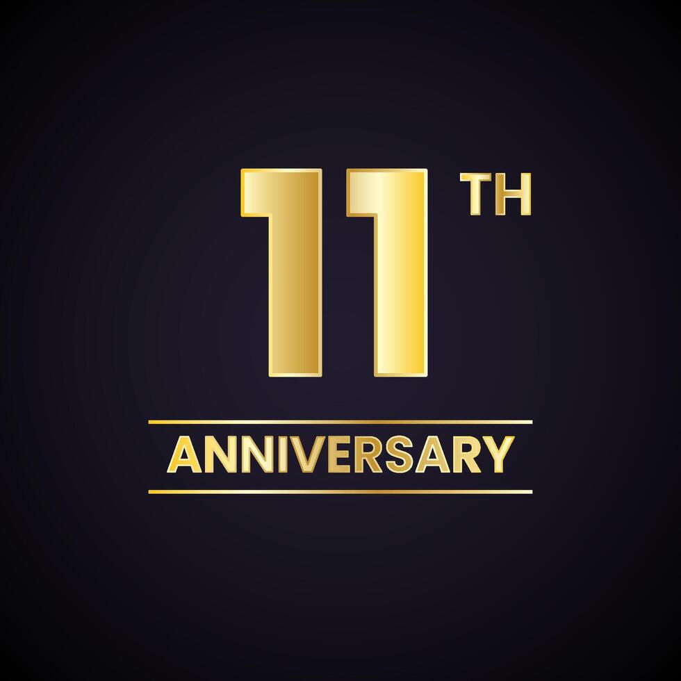 The 11th anniversary logo with gold numbers vector