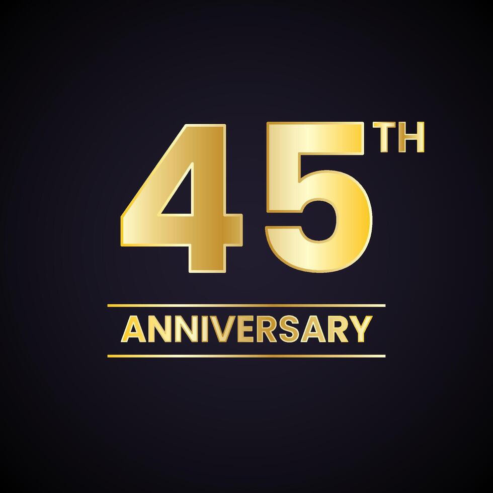 The 45th anniversary logo with gold text vector