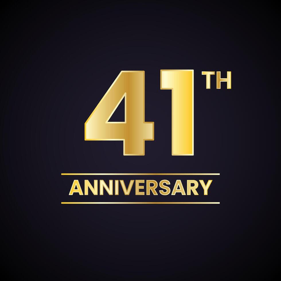 The 41st anniversary logo with gold text vector
