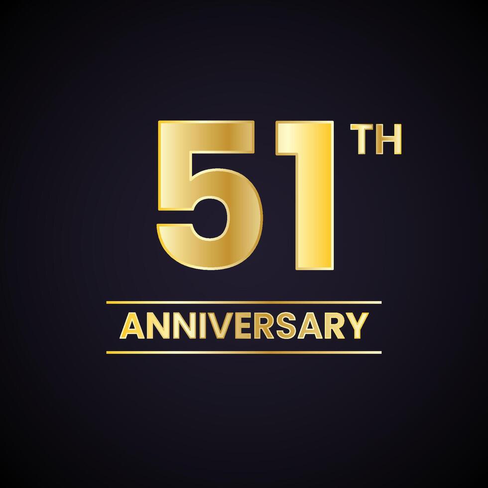 The 51st anniversary logo with gold text vector
