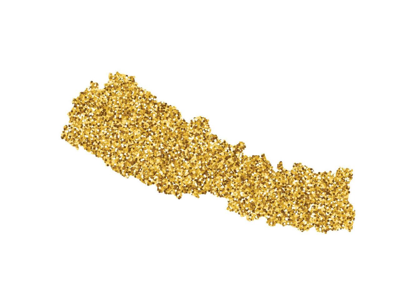 isolated illustration with simplified Nepal map. Decorated by shiny gold glitter texture. New Year and Christmas holidays decoration for greeting card. vector