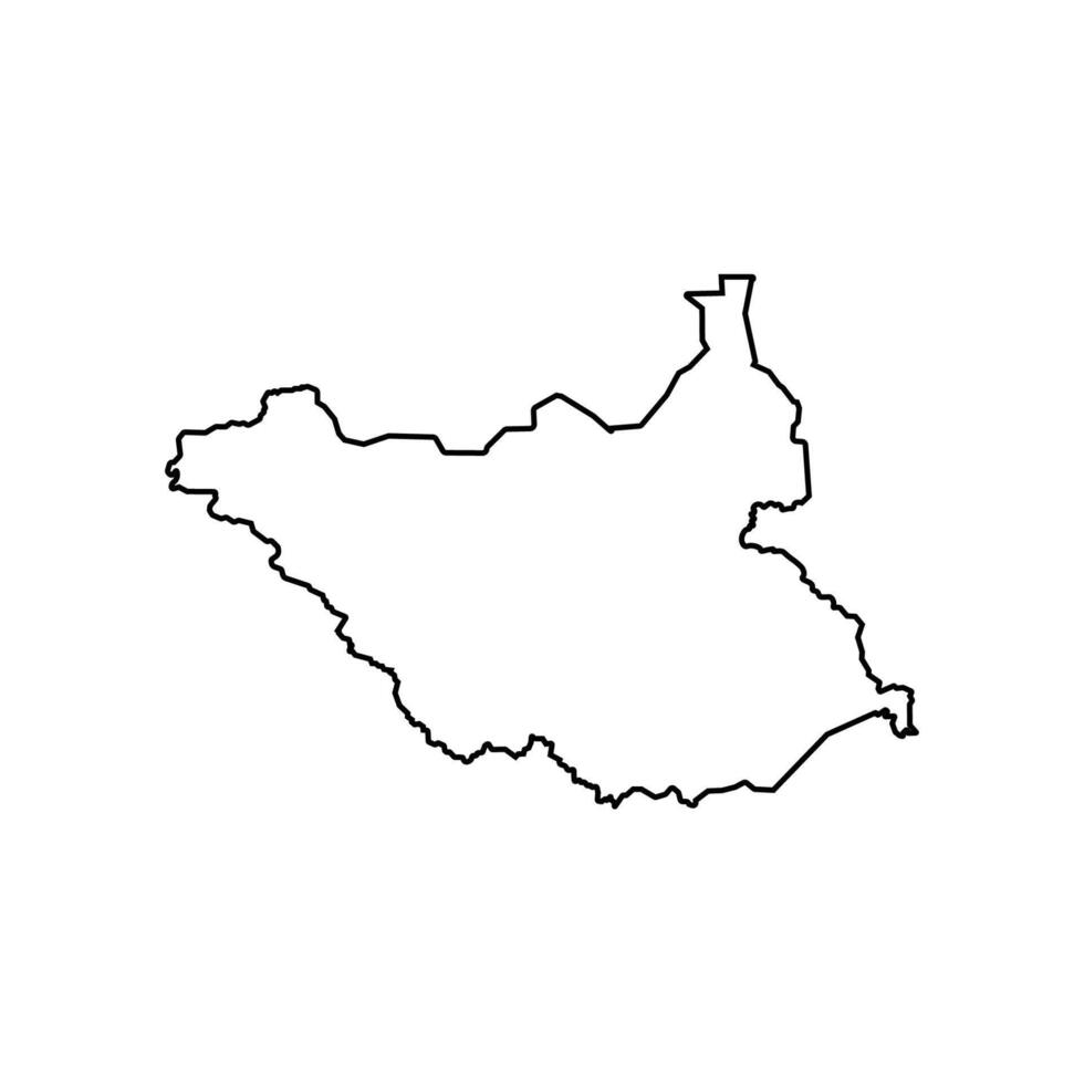 isolated simplified illustration icon with black silhouette of South Sudan map. White background vector