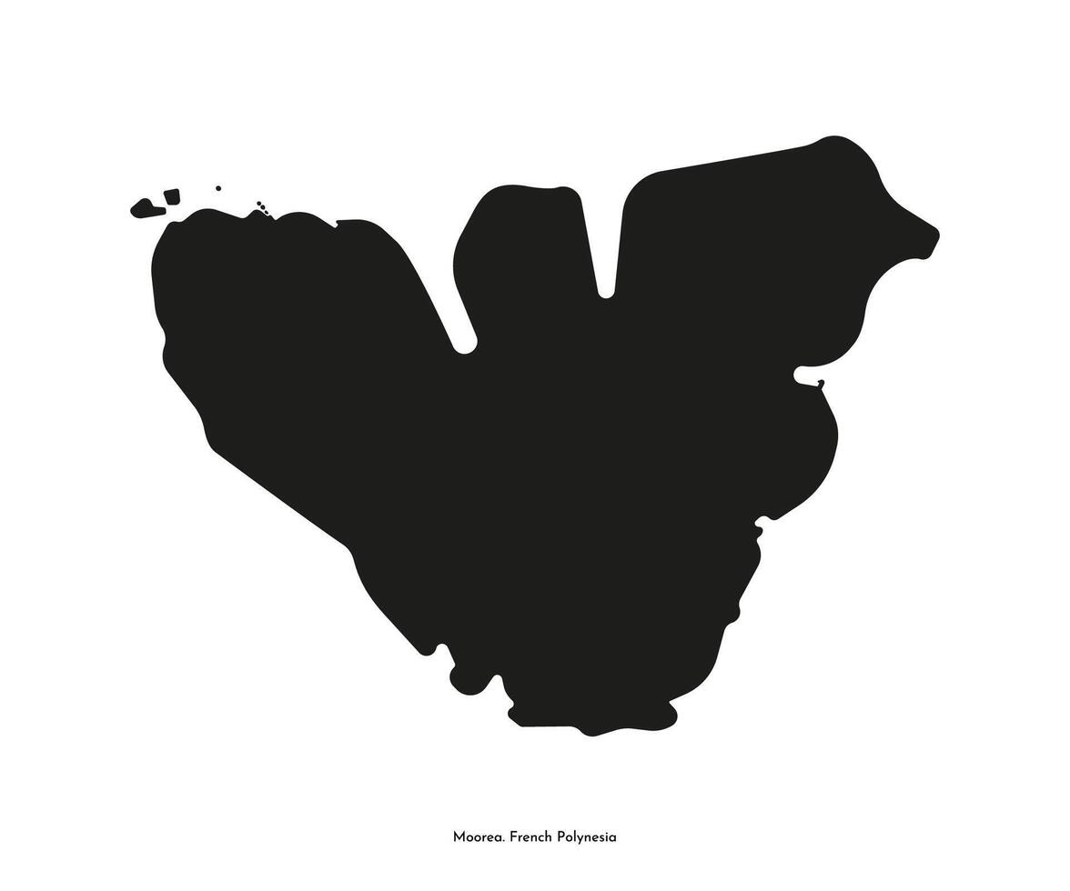 isolated simplified illustration icon with black silhouette of Moorea island map. Part of French Polynesia. White background vector