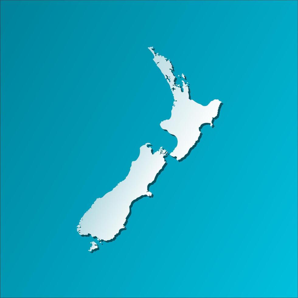 isolated simplified illustration icon with blue silhouette of New Zealand map. Dark blue background vector