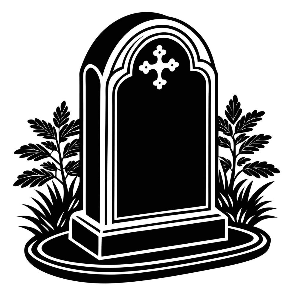 gravestone silhouette white background. vector
