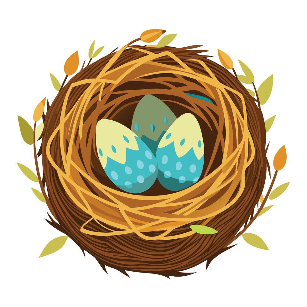 Easter eggs in nest illustration vector