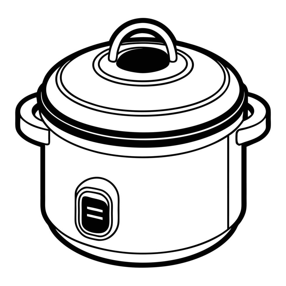 a black and white drawing of a pot with a lid vector