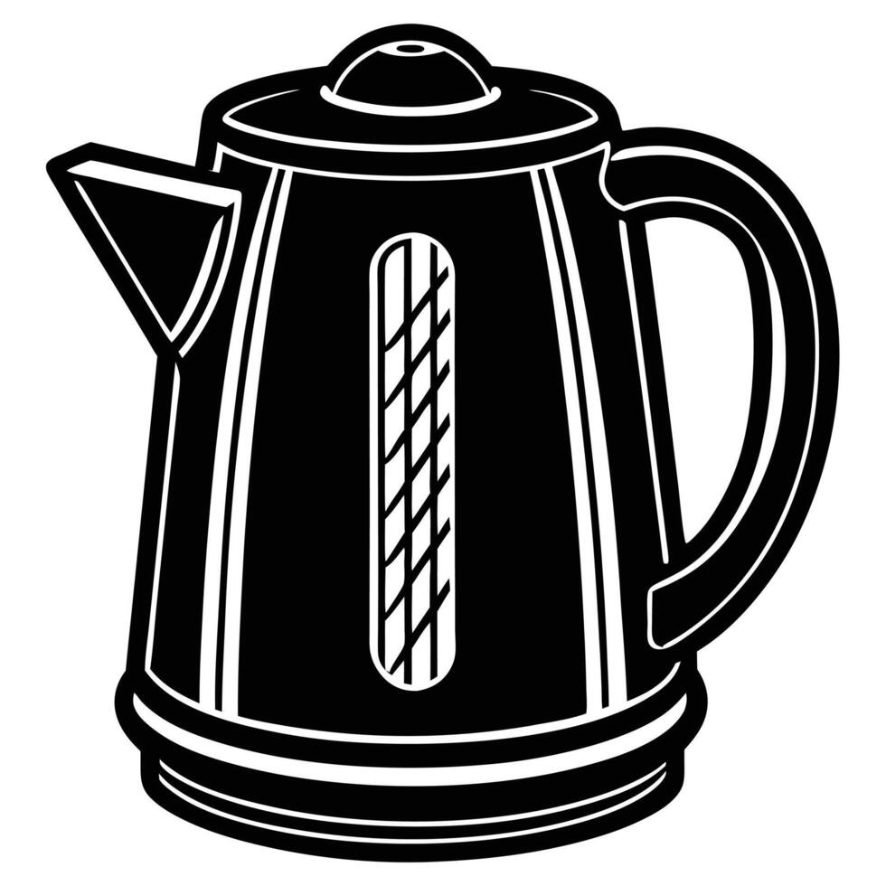 a black and white illustration of a kettle vector