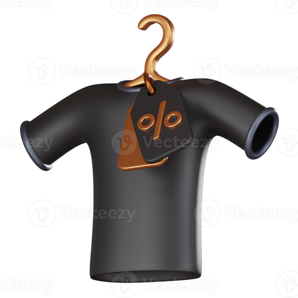 3D Clothes Discount Render Retail Shopping and Price Tag Icon png