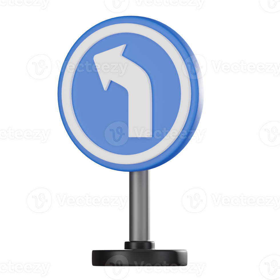 3D render of left turn traffic sign, Traffic Navigation Icon png