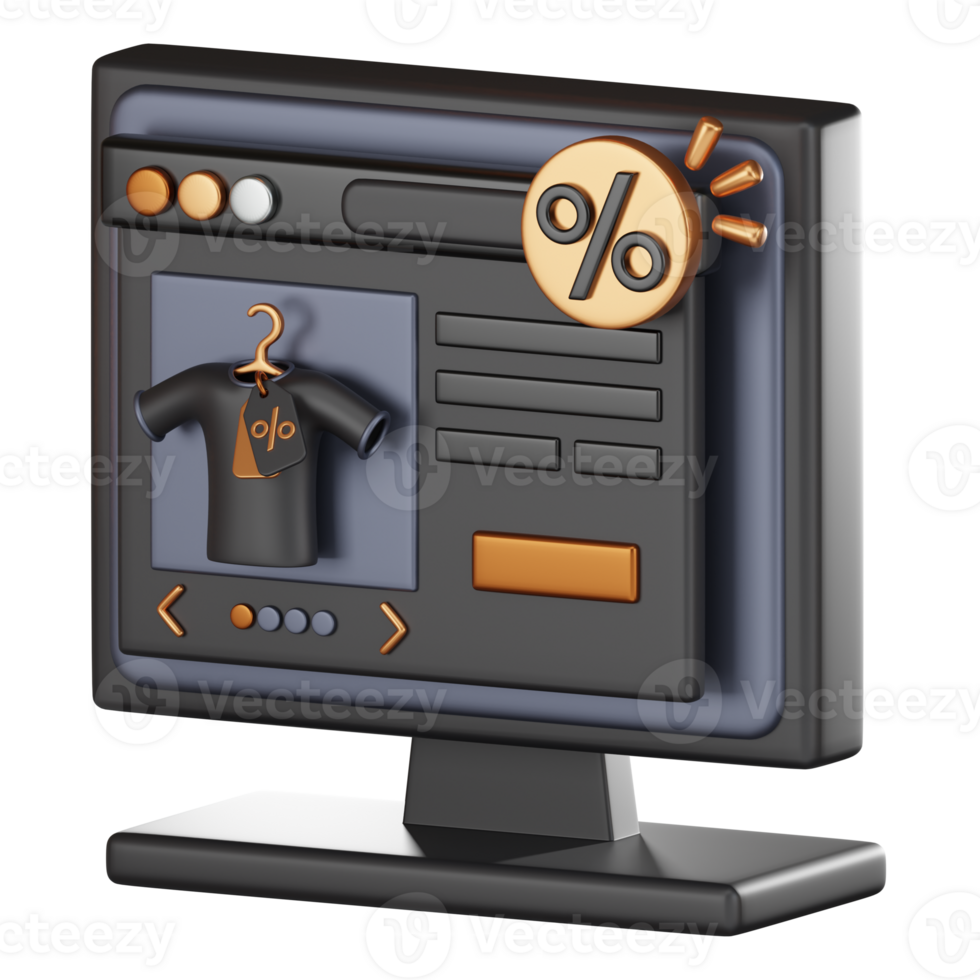 Black Friday Online Shopping Sale 3D Rendering Ecommerce Icons and Discounts png