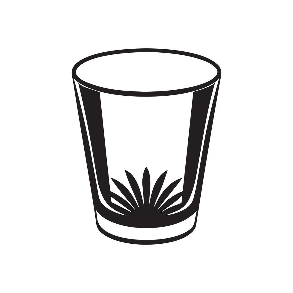 a black and white drawing of a shot glass vector