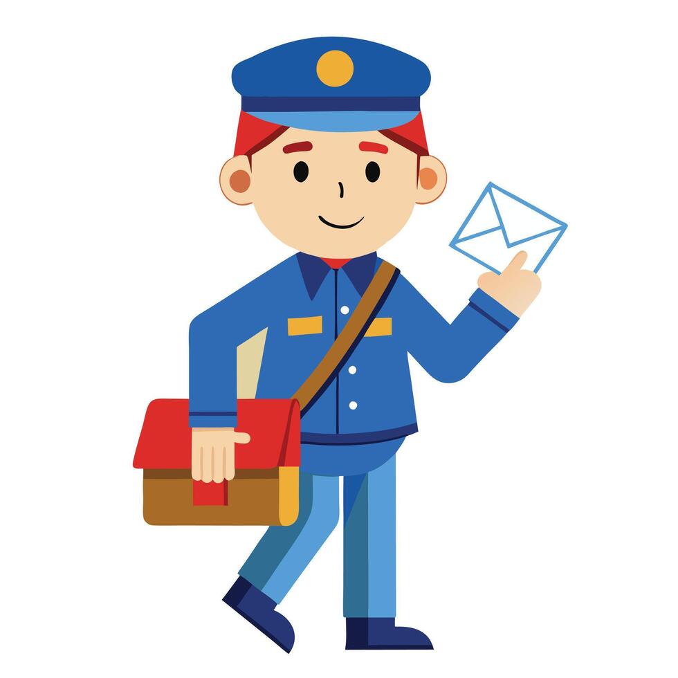 postman with envelope and letter illustration vector