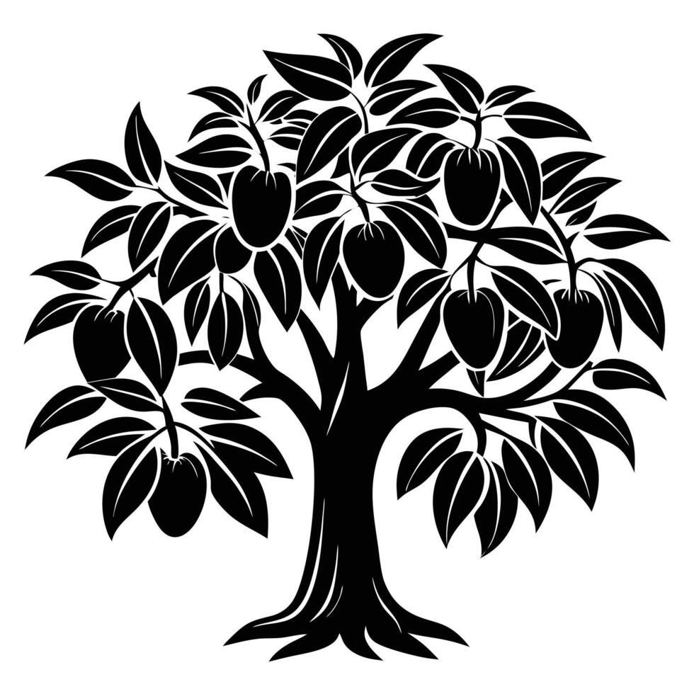 vibrant mango tree . vector