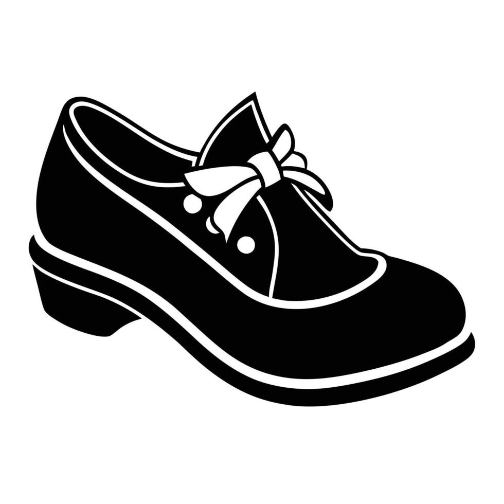 black and white illustration of a shoe with a bow vector